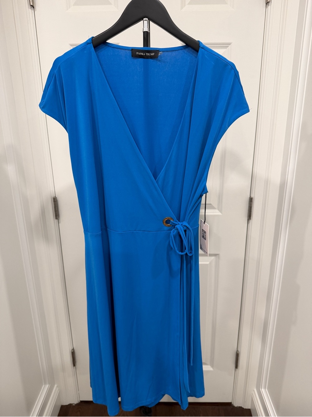 Ivanka Trump Bright Blue Wrap-Front Midi Dress